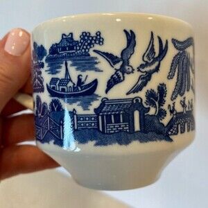 Vintage Blue Willow Tea or Coffee Cup by Churchill & Stamped CC Made in England